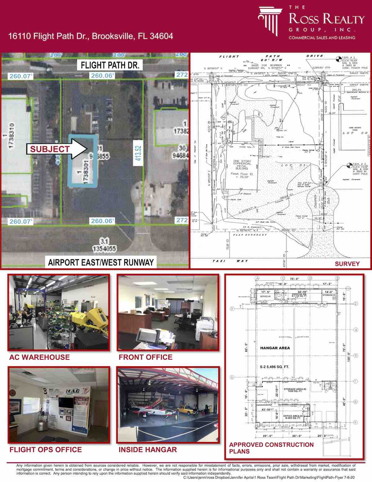 Tampa Commercial Real Estate - FOR SALE - Hangar - Office Building - 16110 Flight Path Dr., Brooksville, FL 34604 P2