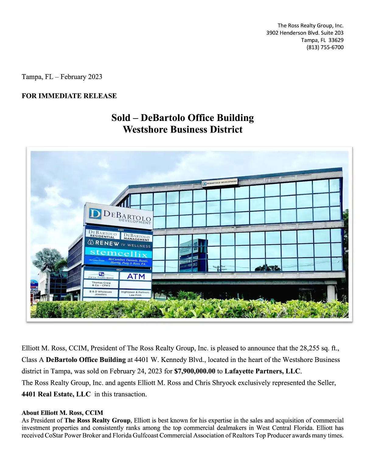 Sold - DeBartolo Office Building
Westshore Business District
